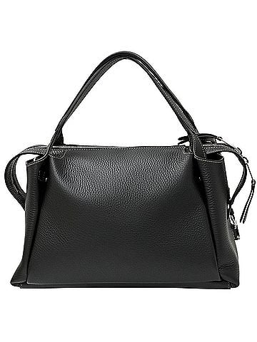 Tod's Tod's handbag for women, a brand name handbag/shoulder bag, 2-way, leather, small, black, silver hardware, chic, shoulder crossbody bag. (view 2)