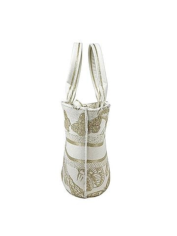 Christian Dior Christian Dior handbag/shoulder bag, Panier Chapeau, canvas, white and gold, women's, z11226 (view 2)