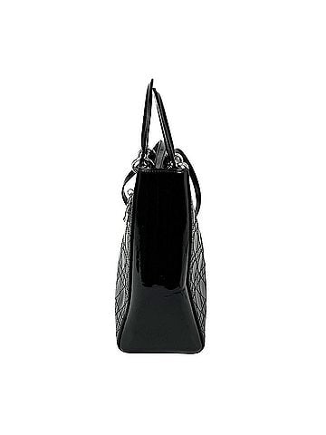 Christian Dior Christian Dior Lady Large Patent Leather Handbag/Shoulder Bag, Black/Silver, Women's (z11233) (view 2)
