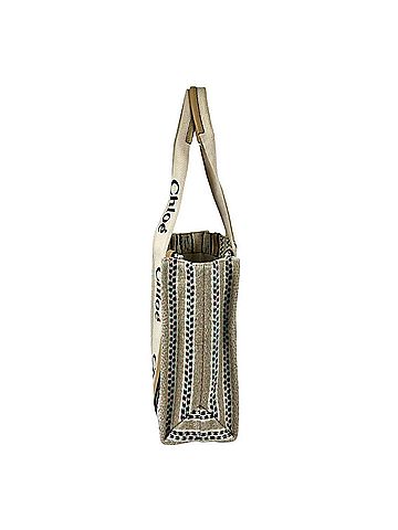 Chloé Chloé Chloe Woody Medium Tote Bag, Linen, Beige/Black, Women's, z11241 (view 2)