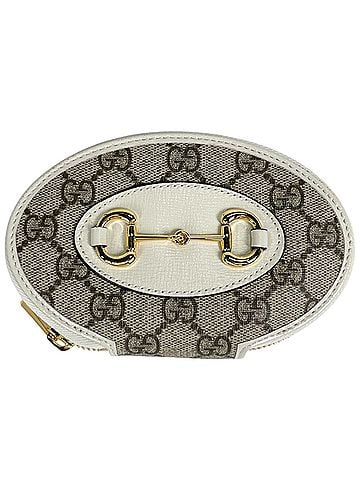 Gucci Gucci wallet/coin case, GG pattern, horsebit design, coated canvas and leather, beige white, 622040, women's. (view 1)