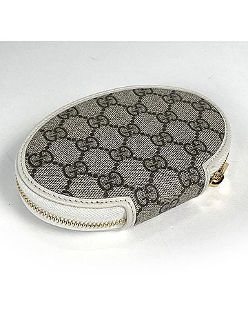 Gucci Gucci wallet/coin case, GG pattern, horsebit design, coated canvas and leather, beige white, 622040, women's. (view 2)