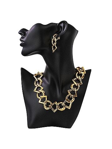 Yves Saint Laurent YVES SAINT LAURENT Vintage Large Chain Necklace and Earrings Set, Gold Color, Women's (view 2)
