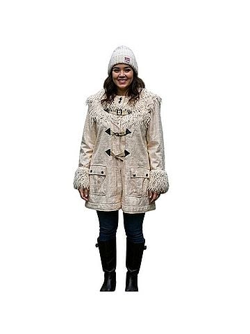 Free People Free People Vintage Y2K 2000s Shaggy Faux Fur Toggle Buckle Wool Jacket Coat (view 1)