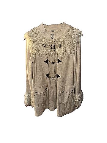 Free People Free People Vintage Y2K 2000s Shaggy Faux Fur Toggle Buckle Wool Jacket Coat (view 2)