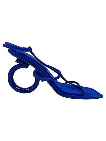 Salvatore Ferragamo Ferragamo Elina Sandal Heels in Blue Goat Suede (view 1)