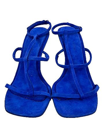 Salvatore Ferragamo Ferragamo Elina Sandal Heels in Blue Goat Suede (view 2)