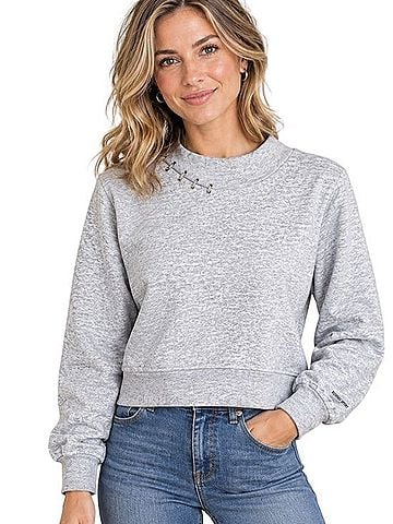The Kooples Kooples X Sport High Neck Pierced Fleece Sweatshirt Long Sleeve T-Shirt (view 2)