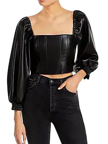 Alice + Olivia Bronte Faux Leather Top (view 1)