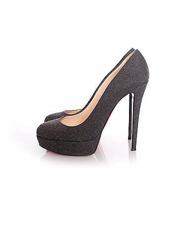 Christian Louboutin Christian Louboutin Gray "bianca 140" Wool Platform Court Shoes. (view 2)