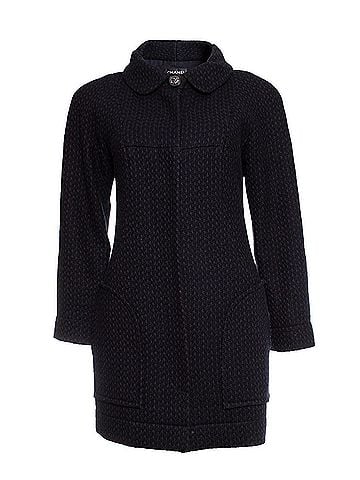 Chanel Chanel black and blue wool coat. (view 1)