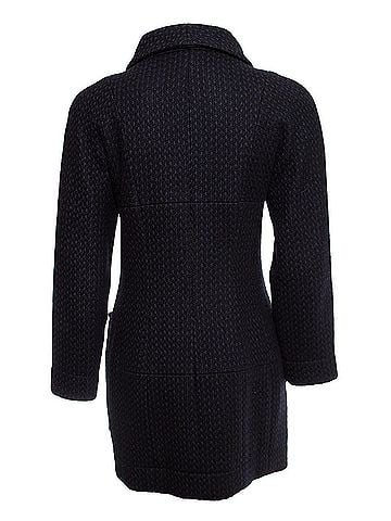 Chanel Chanel black and blue wool coat. (view 2)