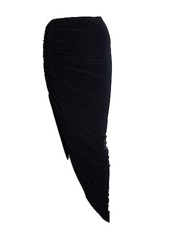 Norma Kamali Norma Kamali, Diana side drape long skirt in black (view 1)