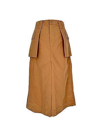 Ganni Ganni Cargo Midi Skirt in Rust Orange Cotton (view 1)