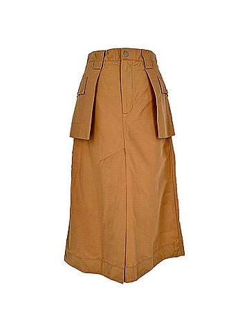 Ganni Ganni Cargo Midi Skirt in Rust Orange Cotton (view 2)