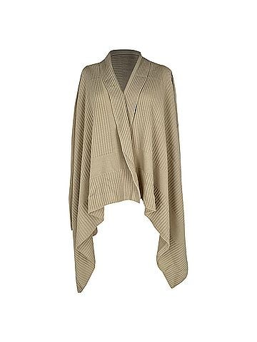 Rick Owens Rick Owens Ribbed-Knit Cape Sweater in Beige Wool (view 1)