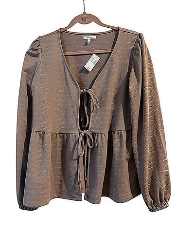 Maurices Tie-Front Peplum Top Long Sleeve T-Shirt (view 1)