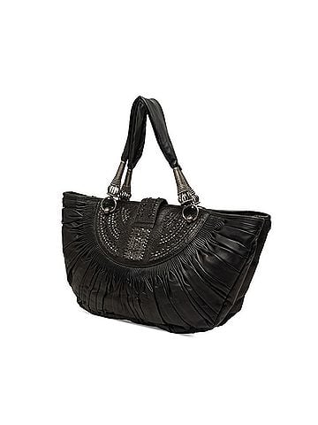Christian Dior Christian Dior Dior Plissé Gathered Handbag, Black Leather, Women's (view 2)