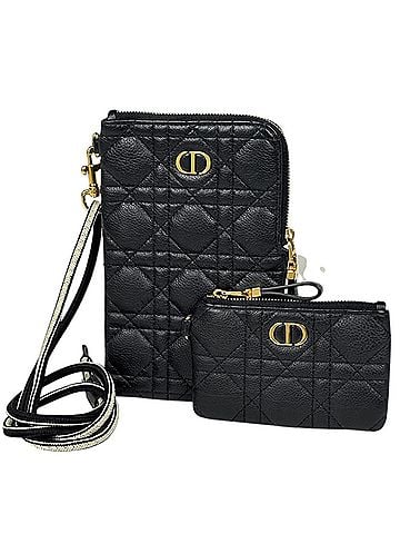 Christian Dior Christian Dior accessory pouch, Caro Multifunction, Cannage leather, black, for women. (view 1)