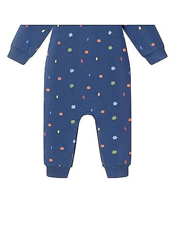 Andy & Evan Boy's Fall Themed Rugby Romper in Blue (view 2)
