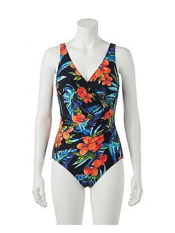 Miraclesuit Samoan Sunset Oceanus Surplice One Piece Swimsuit in Navy (view 1)