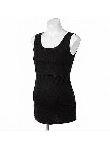Angel Maternity Jersey Nursing Tank in Black (view 1)