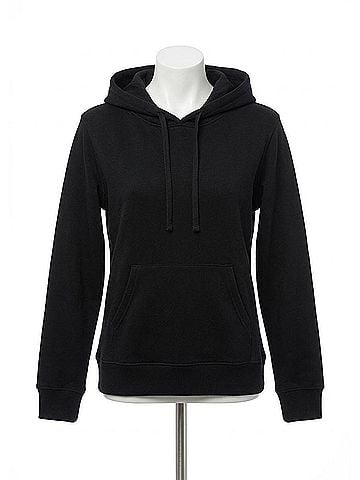 Double Zero Front Pocket Hooded Sweatshirt in Black (view 1)