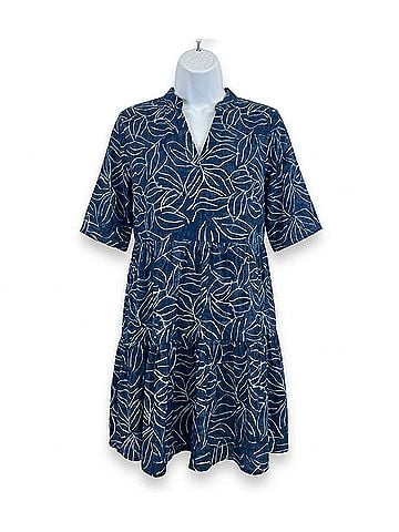 Santiki Asha Mini Dress in Navy Leaf (view 1)