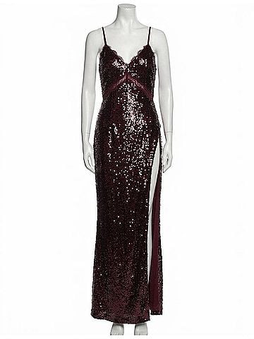 La Fuori Julia Sequin Slip Dress in Maroon (view 1)