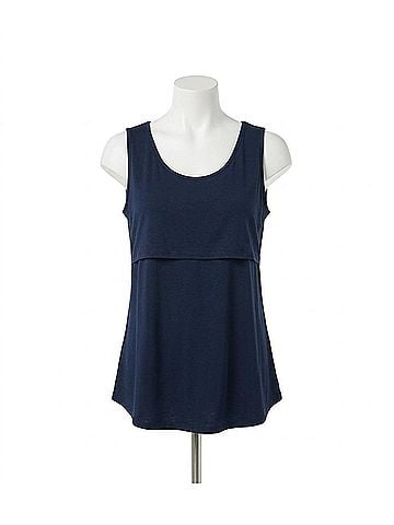 Angel Maternity Maternity Swing Nursing Tank in Navy (view 1)