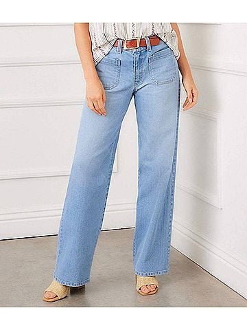 Karen Kane Lauren Patch Pocket Jeans in Light Blue (view 2)