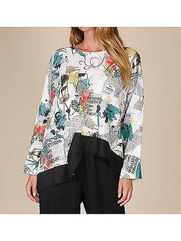 Inoah Abstract Ease Dolman Pullover in Multi (view 2)