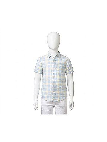 Hope & Henry Linen Short Sleeve Shirt in Sunlit Plaid (view 1)