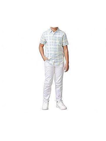 Hope & Henry Linen Short Sleeve Shirt in Sunlit Plaid (view 2)