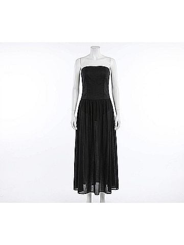 Reformation Florissant Satin Sheer Dress in Black (view 1)