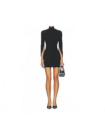 Alexander Wang Drape Back Sleeve Mini Dress in Black (view 2)