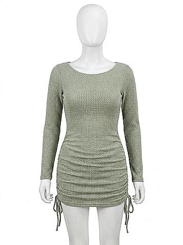 Le Lis Franco Longsleeve Ruched Dress in Olive (view 1)