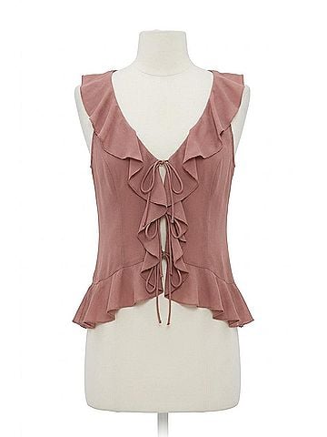Reformation Paulette Ruffle Tie Front Tank in Mink (view 1)