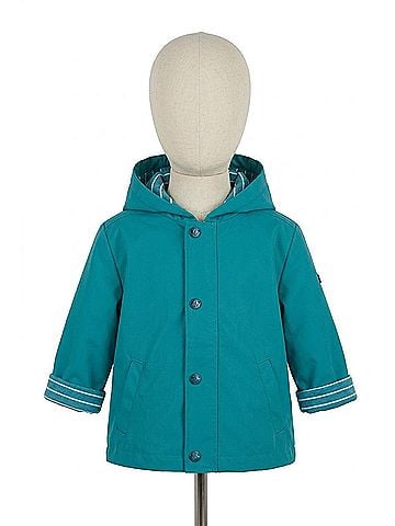 Batela Baby's Raincoat With Striped Lining in Aqua (view 1)