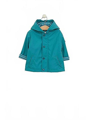 Batela Baby's Raincoat With Striped Lining in Aqua (view 2)