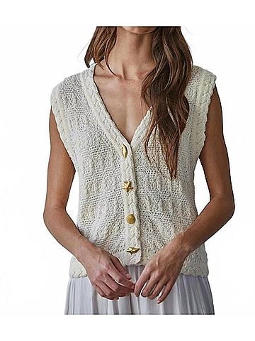 By Together Seaside Charm Knit Tank in Cream (view 2)