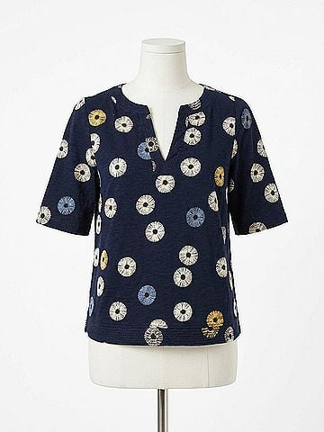 White Stuff Weaver Notch Neck Top in Navy Print (view 1)