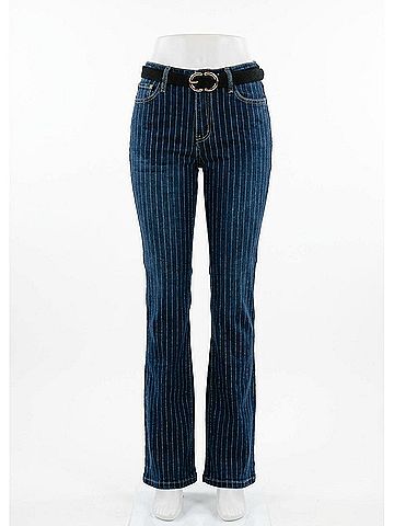 Vibrant M.I.U Metallic Stripe Bootcut Pants in Dark Stone (view 1)