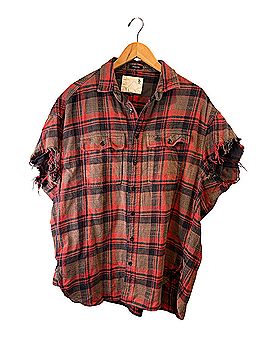 R13 Oversized Cut-Off Short Sleeve Button-Down Shirt (view 1)