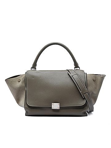 Céline Medium Calfskin and Suede Trapeze Satchel (view 1)