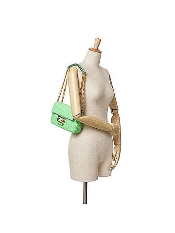 Fendi Zucca Embossed Leather Chain Midi Baguette (view 2)