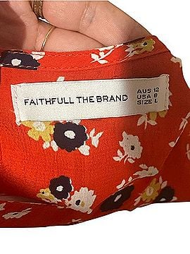 Faithfull the Brand Red Floral Tie-Sleeve Mini Dress Casual Dress (view 2)