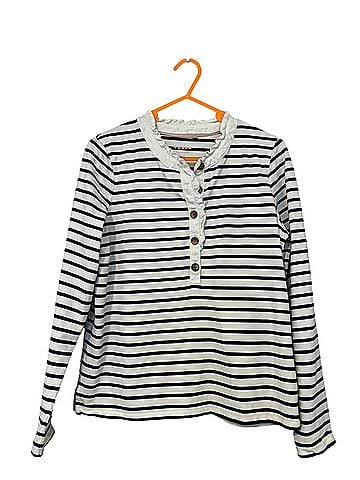 Boden Striped Ruffle Collar Long Sleeve Top (view 1)