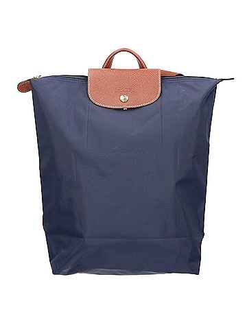 Longchamp Longchamp Le Pliage Original M Polyamide Canvas x Leather Backpack, Navy Brown, Women's (view 1)