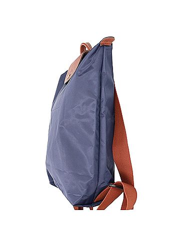 Longchamp Longchamp Le Pliage Original M Polyamide Canvas x Leather Backpack, Navy Brown, Women's (view 2)